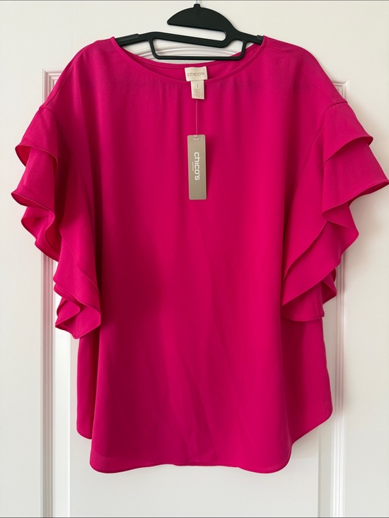 Chico's Tops - Chico's Hot Pink Ruffle Sleeve Blouse
